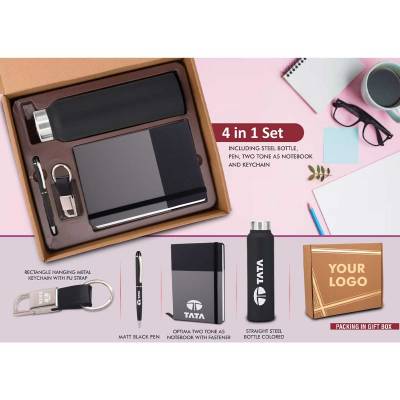 4 in 1 Set Steel Bottle Pen Notebook and Keychain for Ultimate Convenienc Manufacturers in Ahmedabad