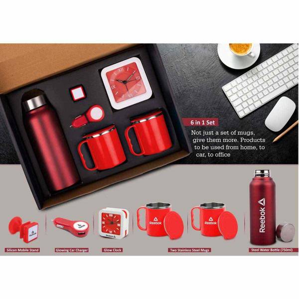 6 In 1 Set Silicon Mobile Stand Glowing Car Charge Glow Clock Two Stainless Steel Mugs Not Just A Set Of Mugs Manufacturers, Suppliers in Uttarakhand