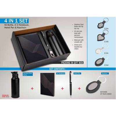 Black Stainless Steel 4 In 1 Promotional Gift Set for Corporate Gifting Manufacturers in Ahmedabad