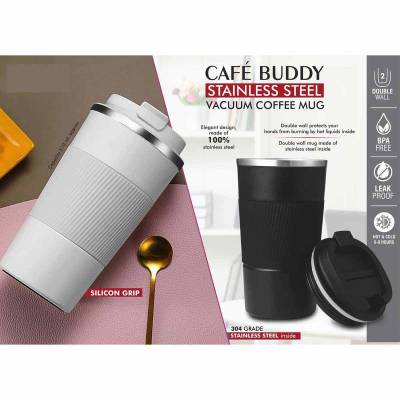 Black and White Stainless Steel Mug Plain Design for Home Use Manufacturers in Jasola