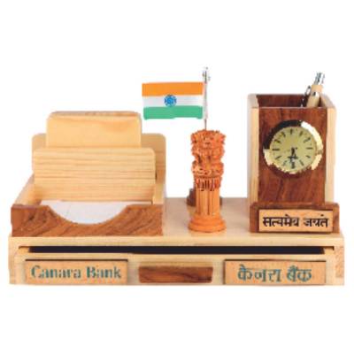 Brown Wooden Pen Stand with Coaster Plates Ideal for Office and Home Manufacturers in Aligarh