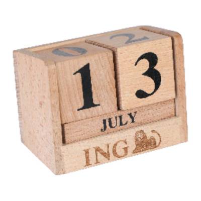 Brown Wooden Table Calendar Screen Printing in English for Promotion Use Manufacturers in West Bengal