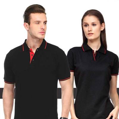 Casual Wear Black Polyester Neck Collar Half Sleeves Regular Fit T-Shirt for Casual Wear Manufacturers in Lucknow