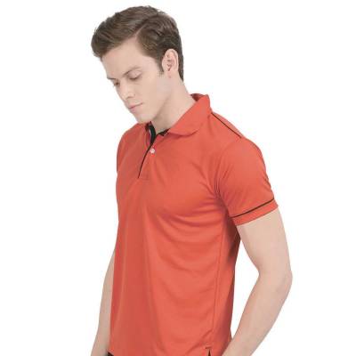 Casual Wear Orange Polyester Polo Neck T-Shirt Half Sleeves Regular Fit for Men Manufacturers in Lucknow