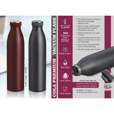 Cola Vacuum Flask Stainless Steel Plain Design Perfect for Gifting Manufacturers in Hyderabad