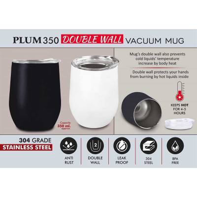 Double Wall Coffee Mug Black and White Stainless Steel Plain Design for Office Manufacturers in Aligarh