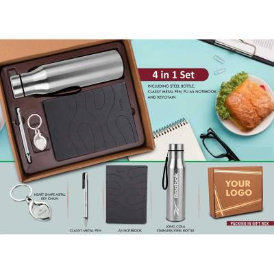 Elegant 4 In 1 Silver Metal Corporate Gift for Promotional Gift Set Manufacturers in Ahmedabad