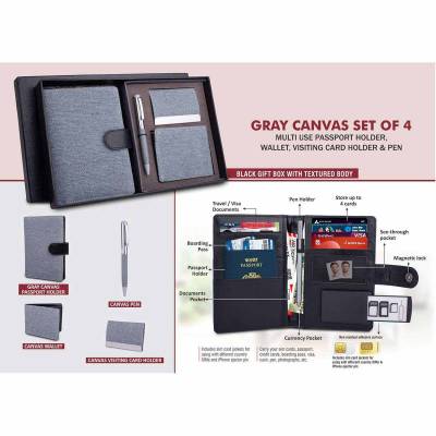 Luxury Grey Leather Card Holder Gift Set Perfect for Travel Manufacturers in Ahmedabad