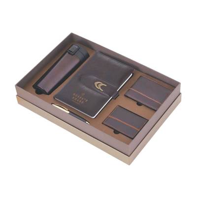 Premium Diwali Gift Set in Brown Leather Includes Notebook Coffee Mug Wallet Credit Card Holder and Pen Manufacturers in Hyderabad