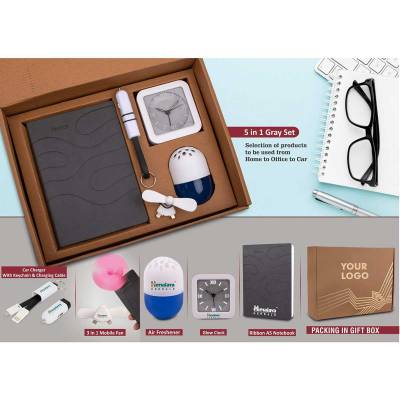 Premium Grey Plastic 5 in 1 Promotional Gift Set Ideal for Corporate Gifts Manufacturers in Ahmedabad