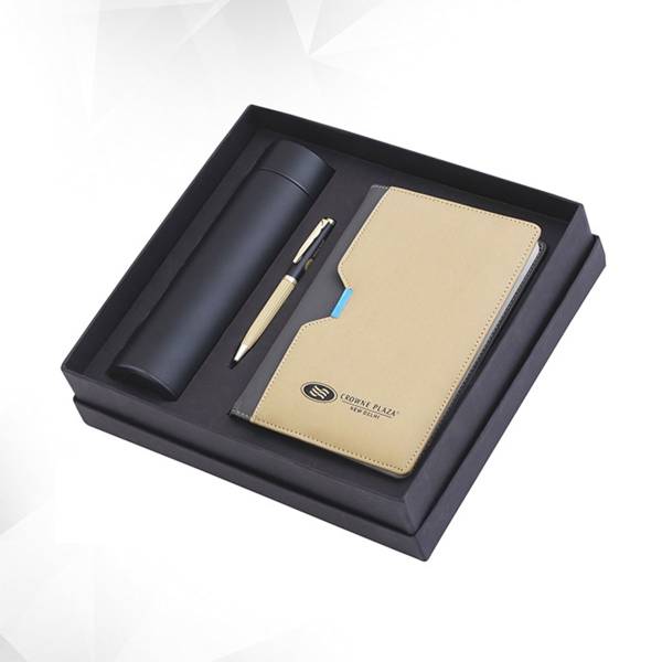 Premium Rexine Brown Notebook, Pen & Flask Combo Manufacturers, Suppliers in Uttarakhand