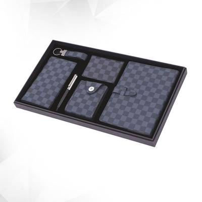 Premium Vento Check Grey Leather Gift Boxes Set for Special Occasions Manufacturers in Ahmedabad