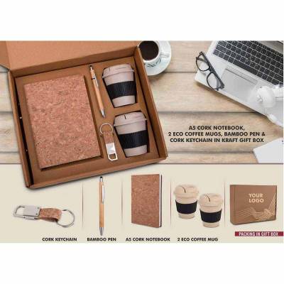 Rectangular Brown Leather 4 In 1 Promotional Gift Set for Gifting Manufacturers in Ahmedabad