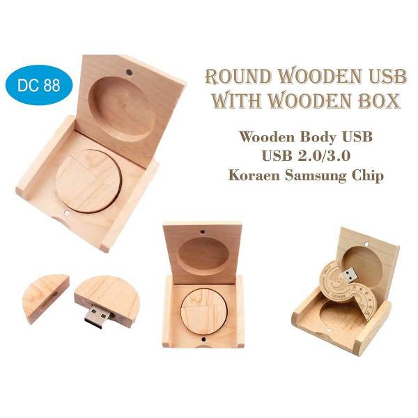 Round Shape Wooden Pendrive With Box Manufacturers, Suppliers in Jasola