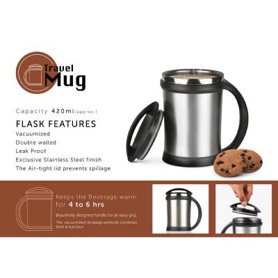 Solid Pattern Stainless Steel Travel Coffee Mug Round Dishwasher Safe Manufacturers in Haryana