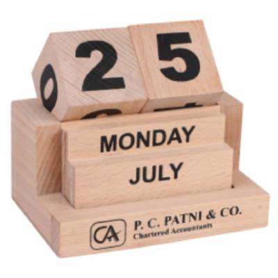 Wooden Pen Stand with Calendar Goti Brown Custom Made for Office Manufacturers in Nehru Place