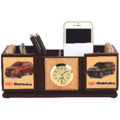 Wooden Pen Stand with Coaster Plates Brown Decorative Office and Home Accessory Manufacturers in Aligarh